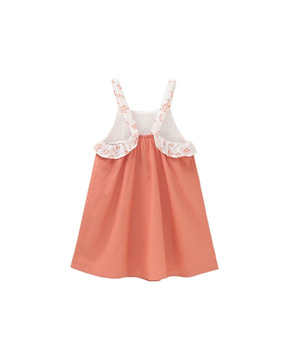 Vestido Infantil de Alças Combinado Dadati Rosa / Branco-3
