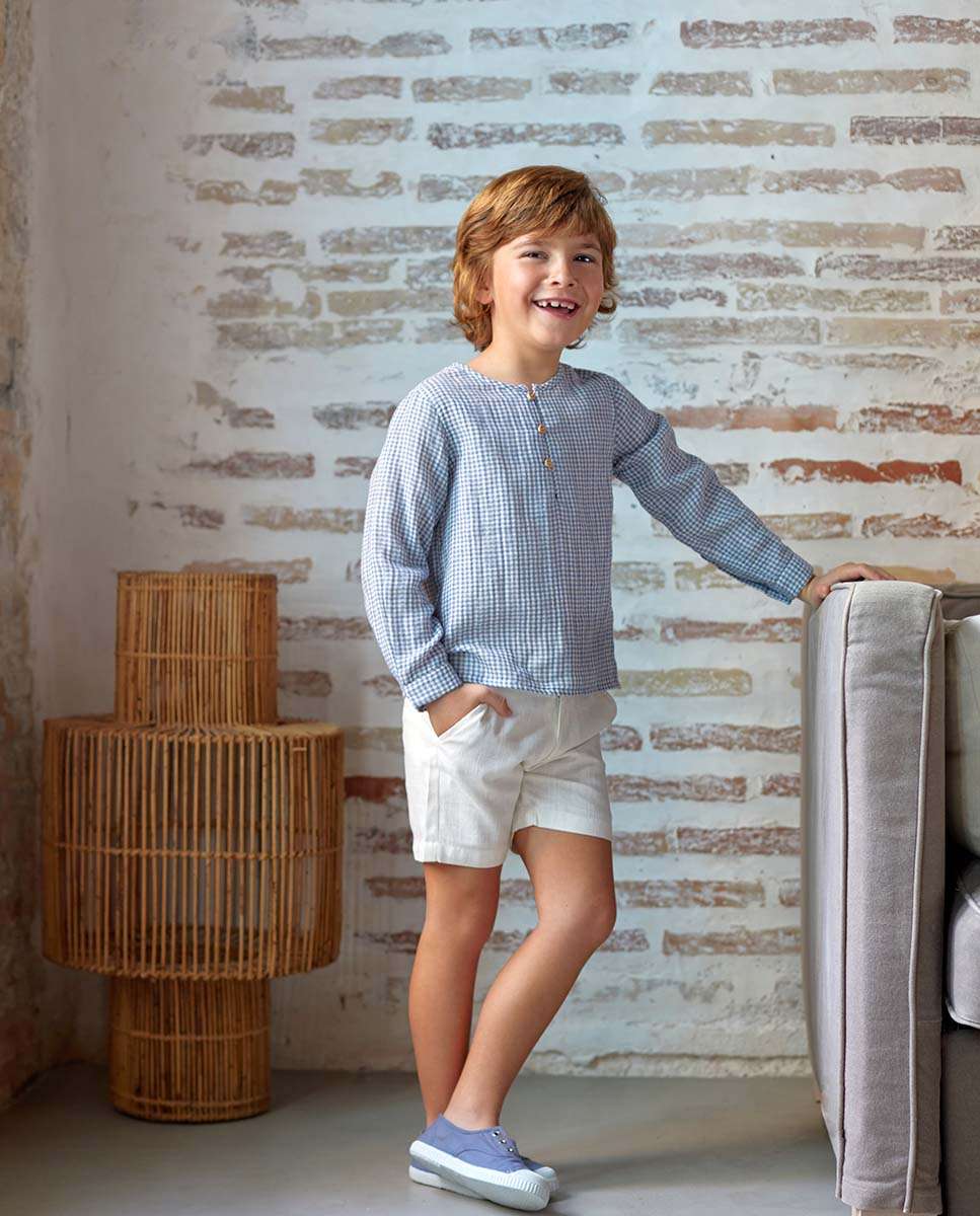 Bermudas Lisa Infantil com Cintura Ajustável Bege-1