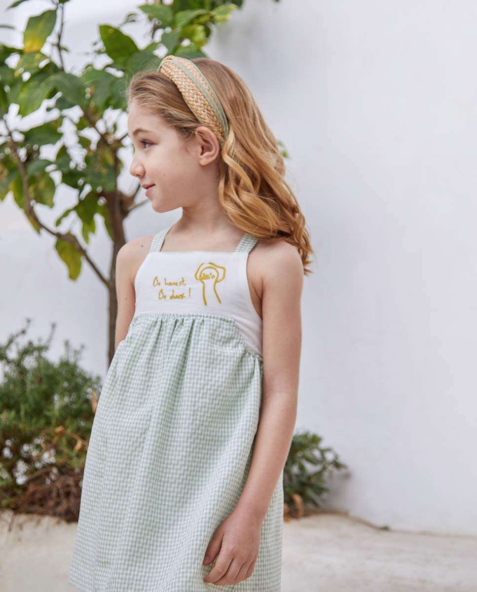 Imagem 0 de Vestido Infantil Aos Quadrados Vichy com Alças Cruzadas nas Costas