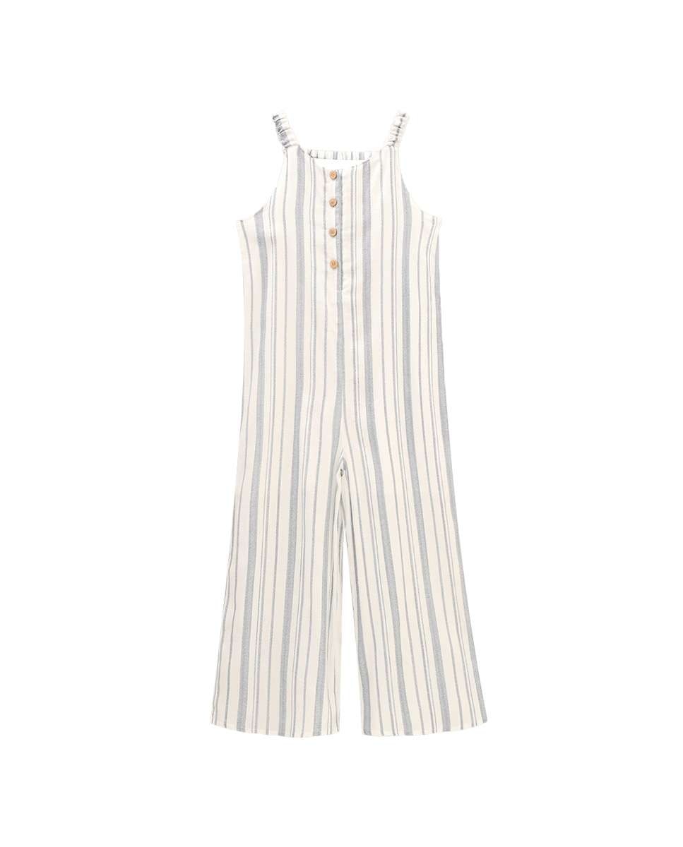 Macacão Infantil Comprido Às Riscas com Alças Branco-gelo-1