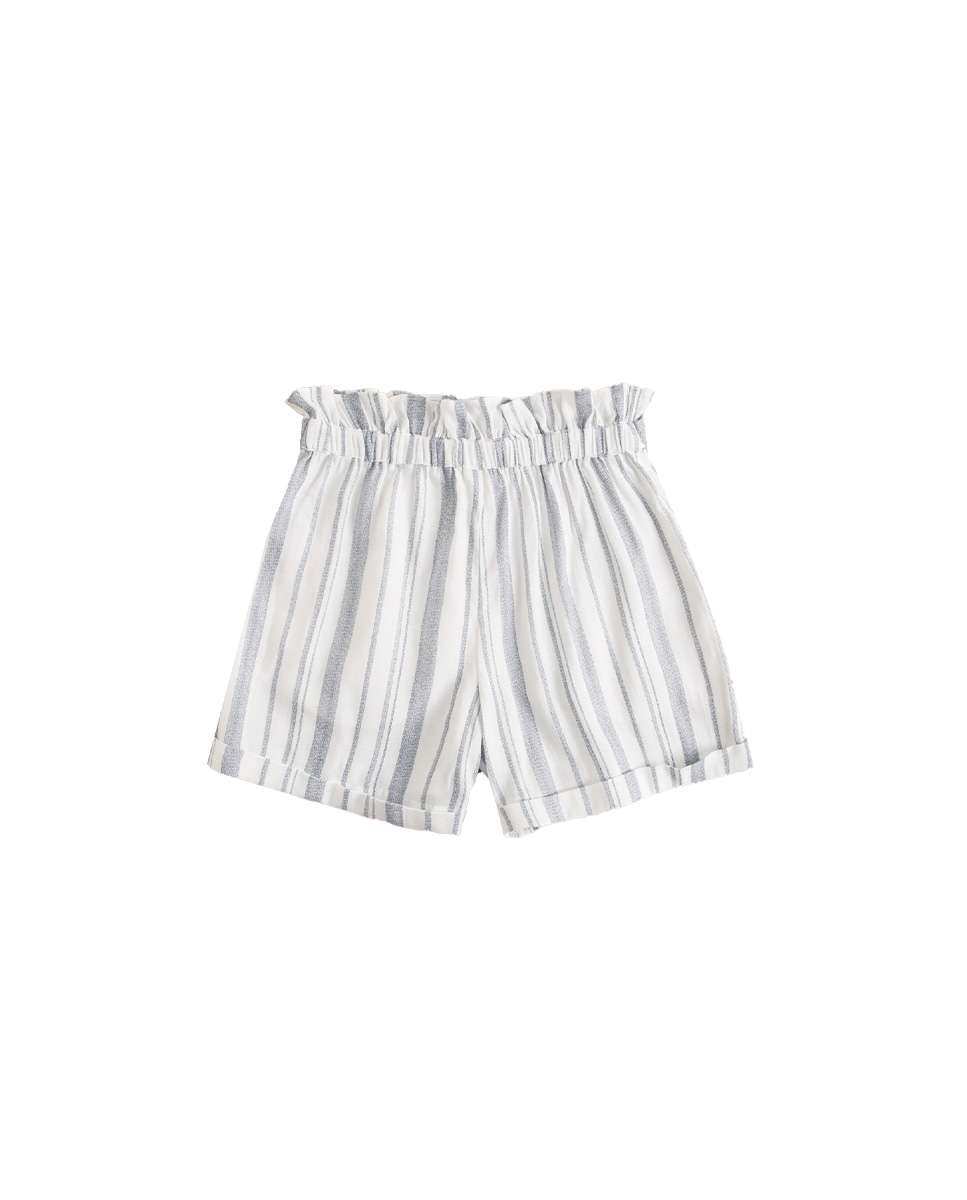 Short Infantil Paperbag Às Riscas com Cinto Azul-2
