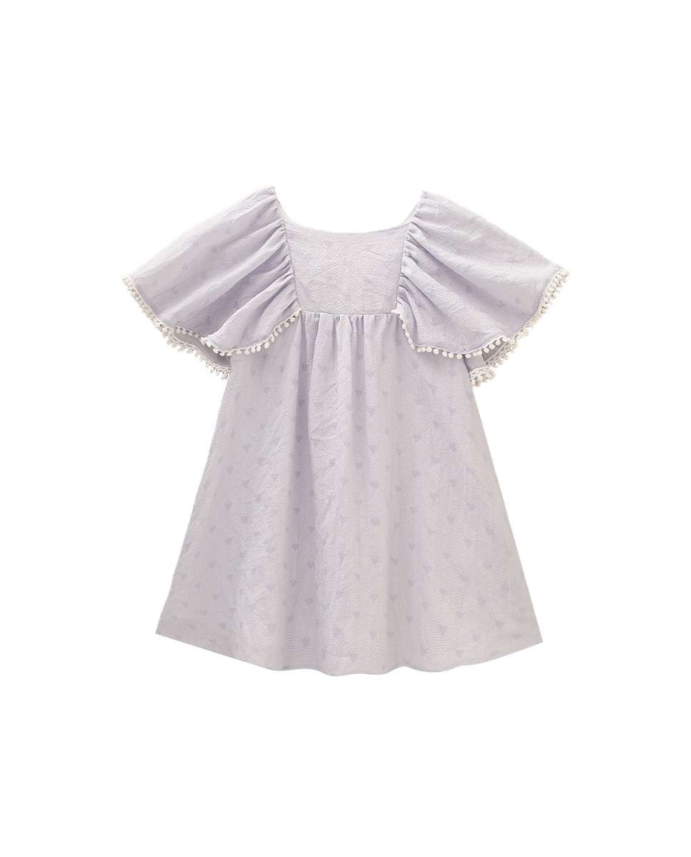 Vestido Infantil com Corações e Laçada nas Costas Dadati Lilás / Branco-2