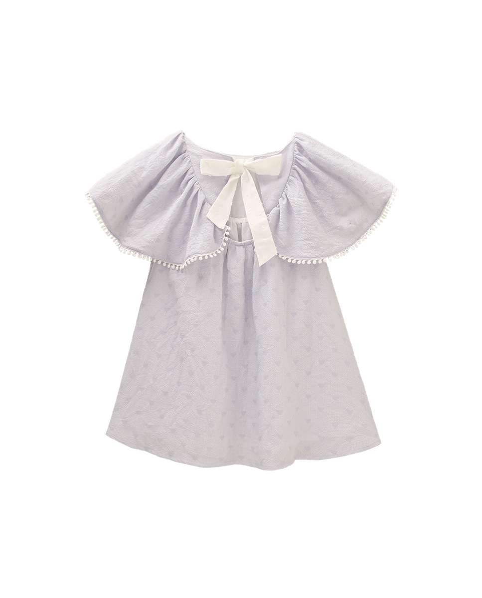 Vestido Infantil com Corações e Laçada nas Costas Dadati Lilás / Branco-3