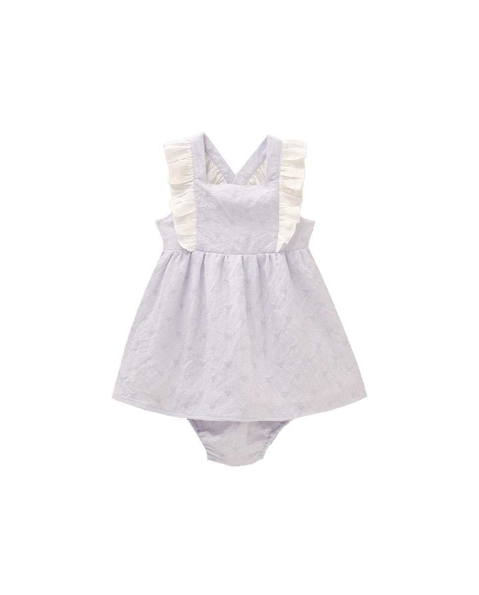 Vestido para Bebé com Corações e Gola em Conjunto Lilás / Branco-1