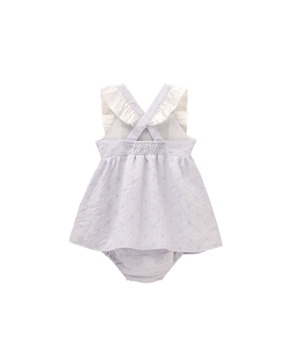 Vestido para Bebé com Corações e Gola em Conjunto Lilás / Branco-2