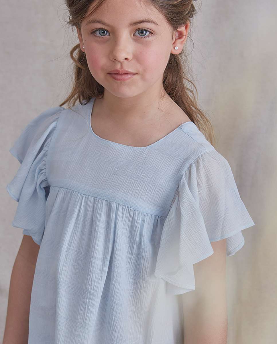 Vestido Infantil em Bambula Dadati Azul-1