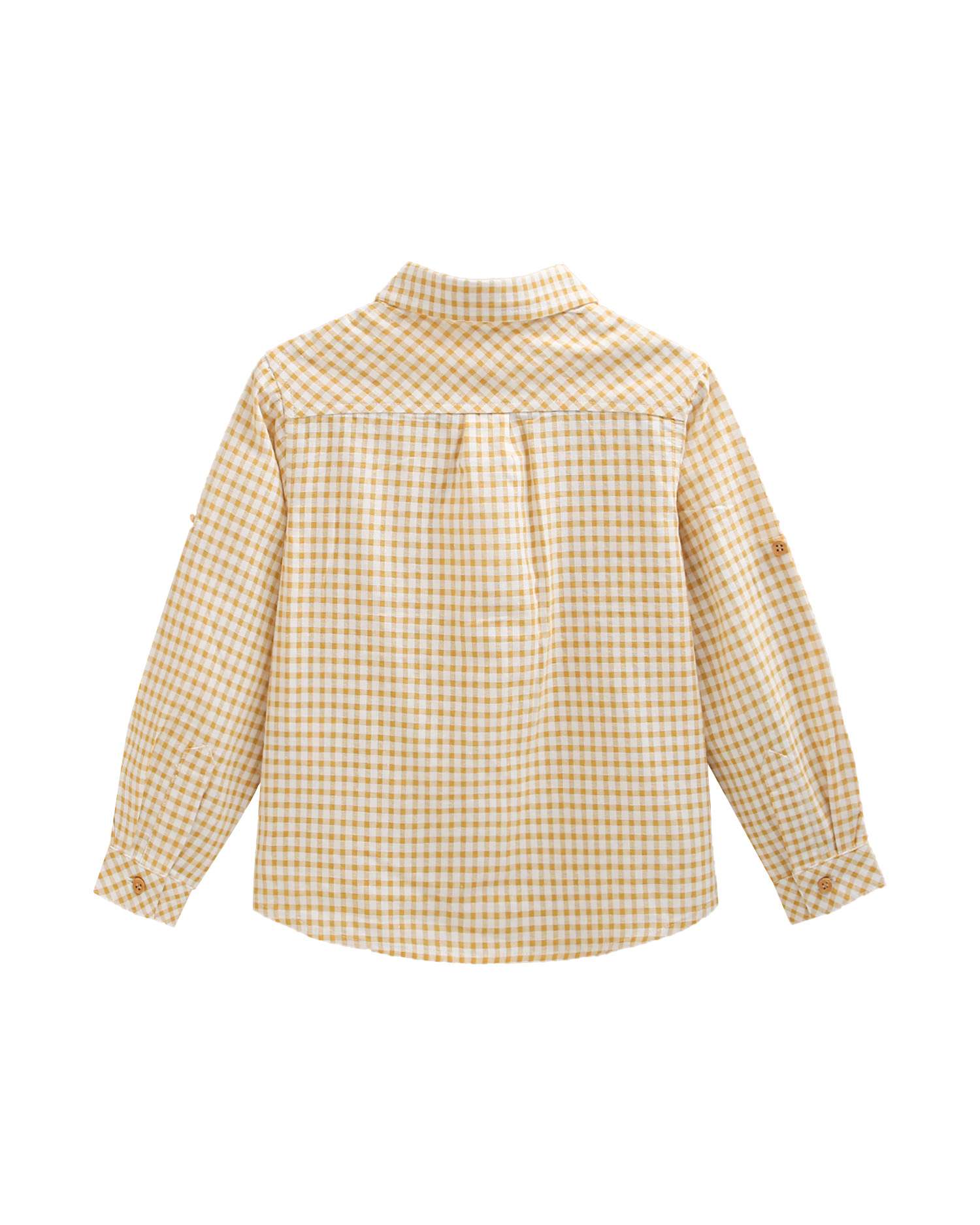 Camisa Aos Quadrados Vichy com Gola Clássica Amarelo-2