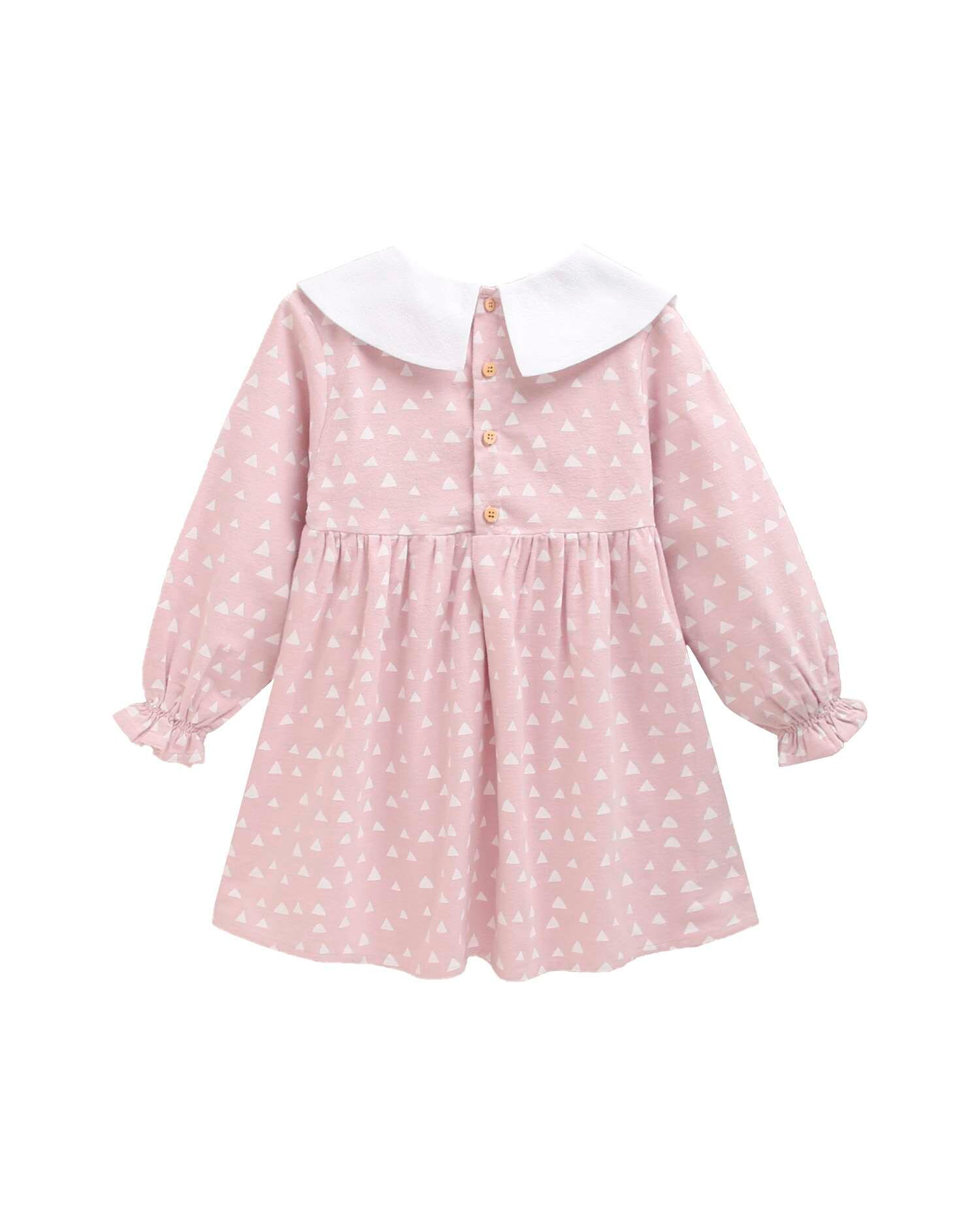 Vestido Infantil de Flanela com Estampado e Gola Peter Pan Rosa-2