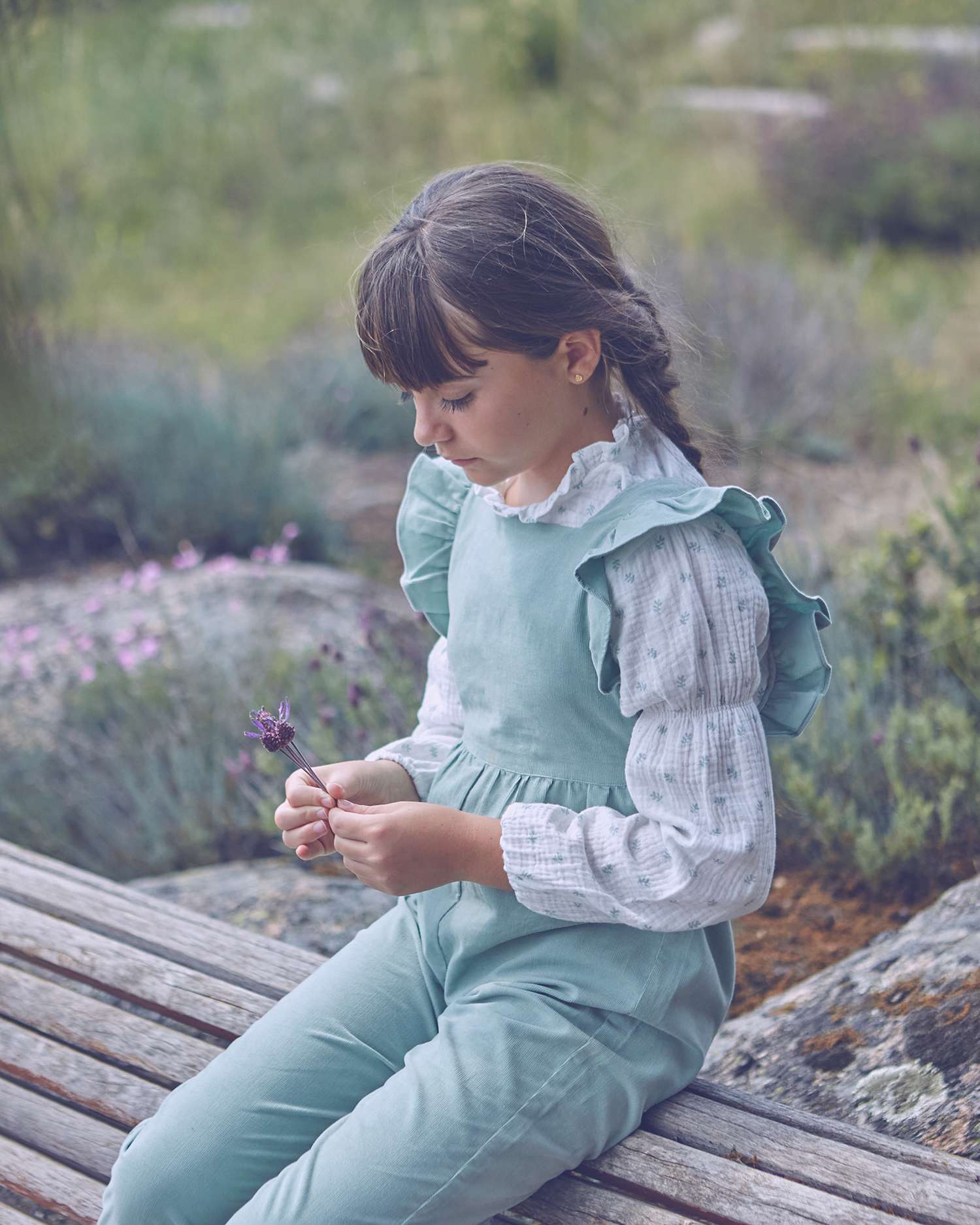 Blusa Infantil com Estampado de Flores Branco-1