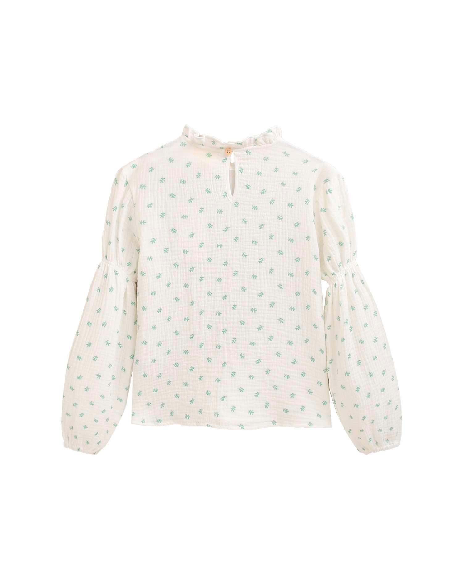Blusa Infantil com Estampado de Flores Branco-3