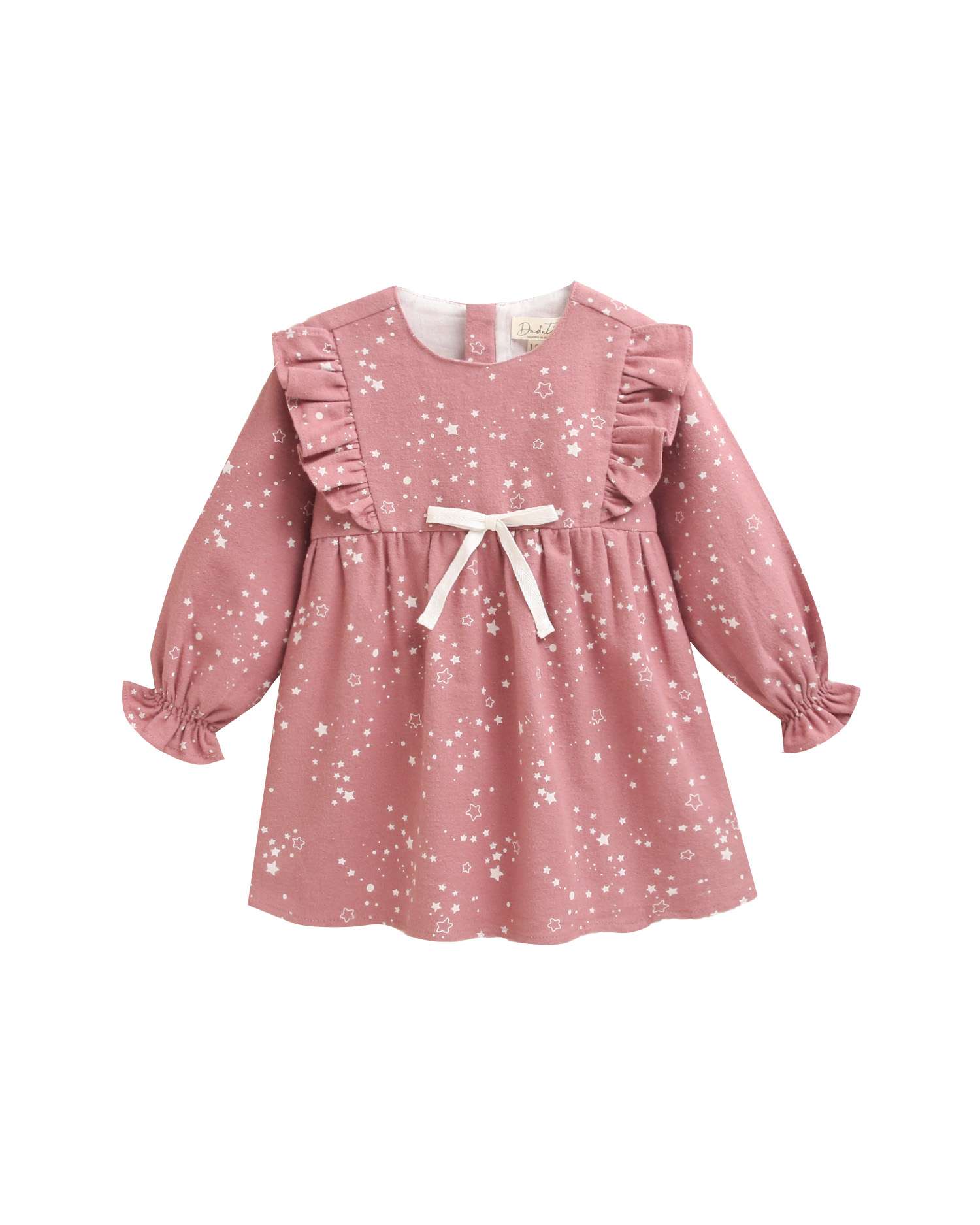Vestido para Bebé com Estampado e Folhos Rosa-1