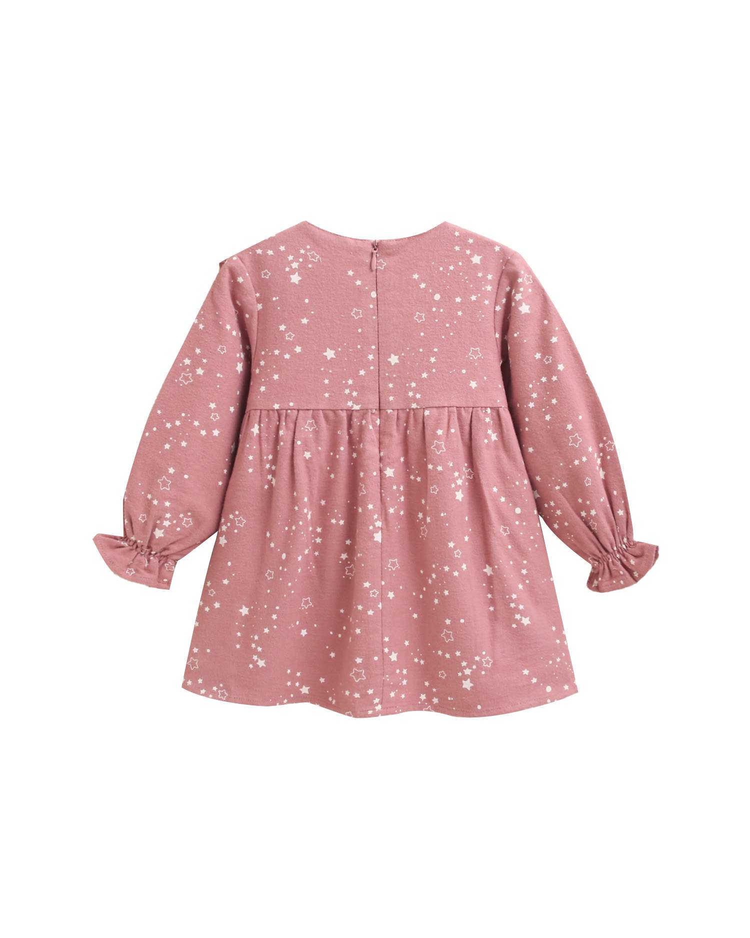 Vestido para Bebé com Estampado e Folhos Rosa-2