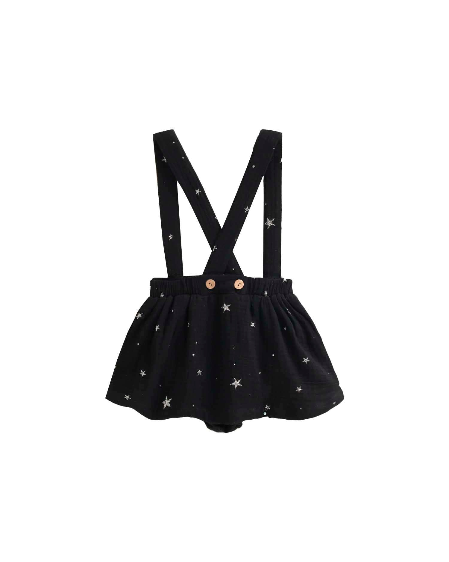 Macacão Curto para Bebé com Alças Estampado Preto-2