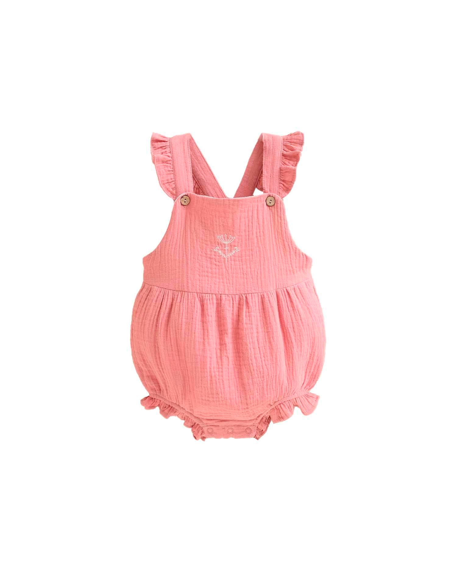 Imagem 0 de Macacão Curto para Bebé de Bambula com Detalhe Bordado