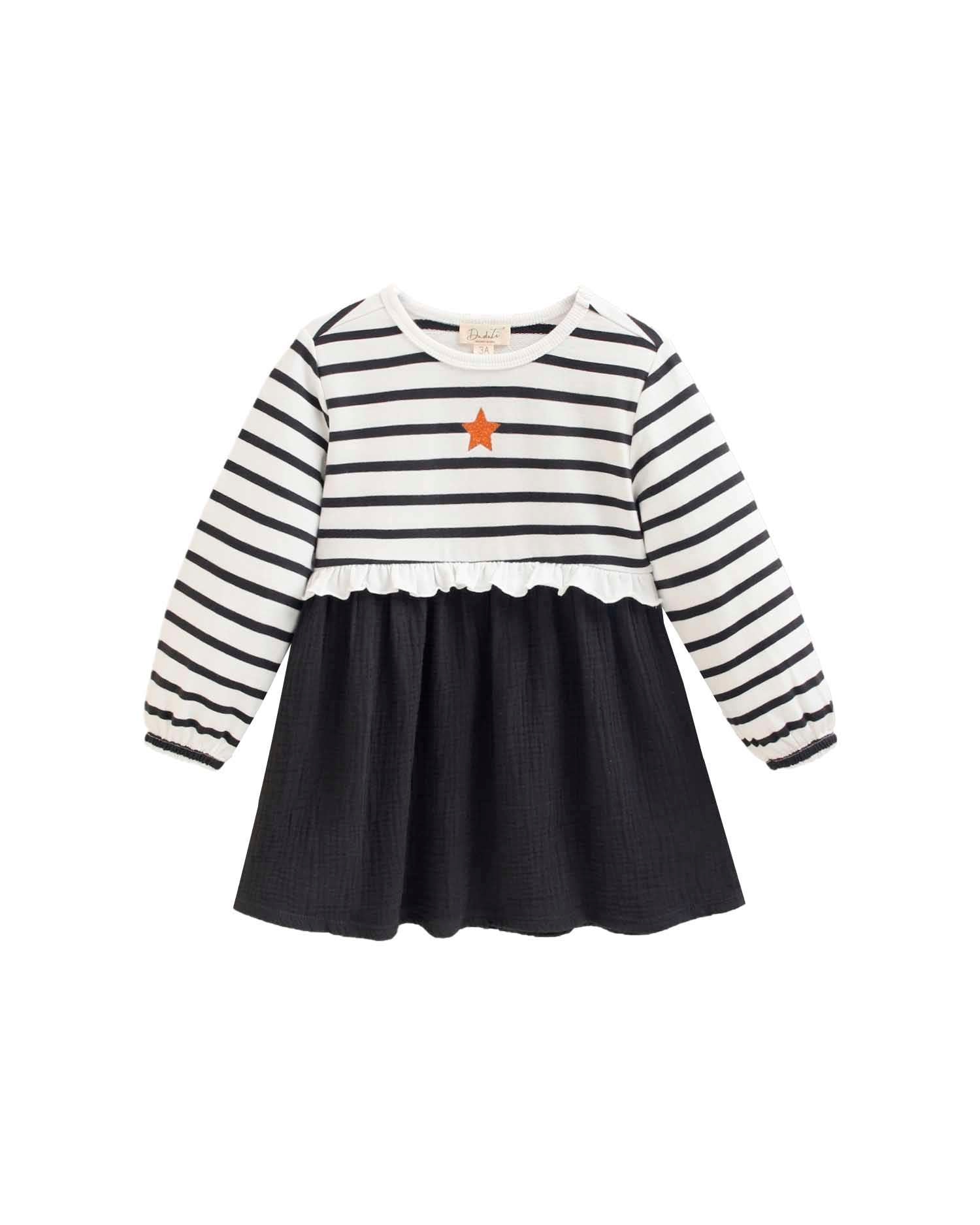 Imagem 0 de Vestido Infantil Às Riscas com Folho