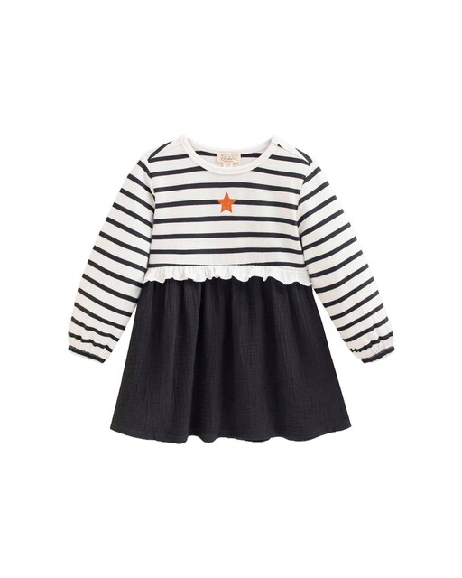 Imagem 0 de Vestido Infantil Às Riscas com Folho