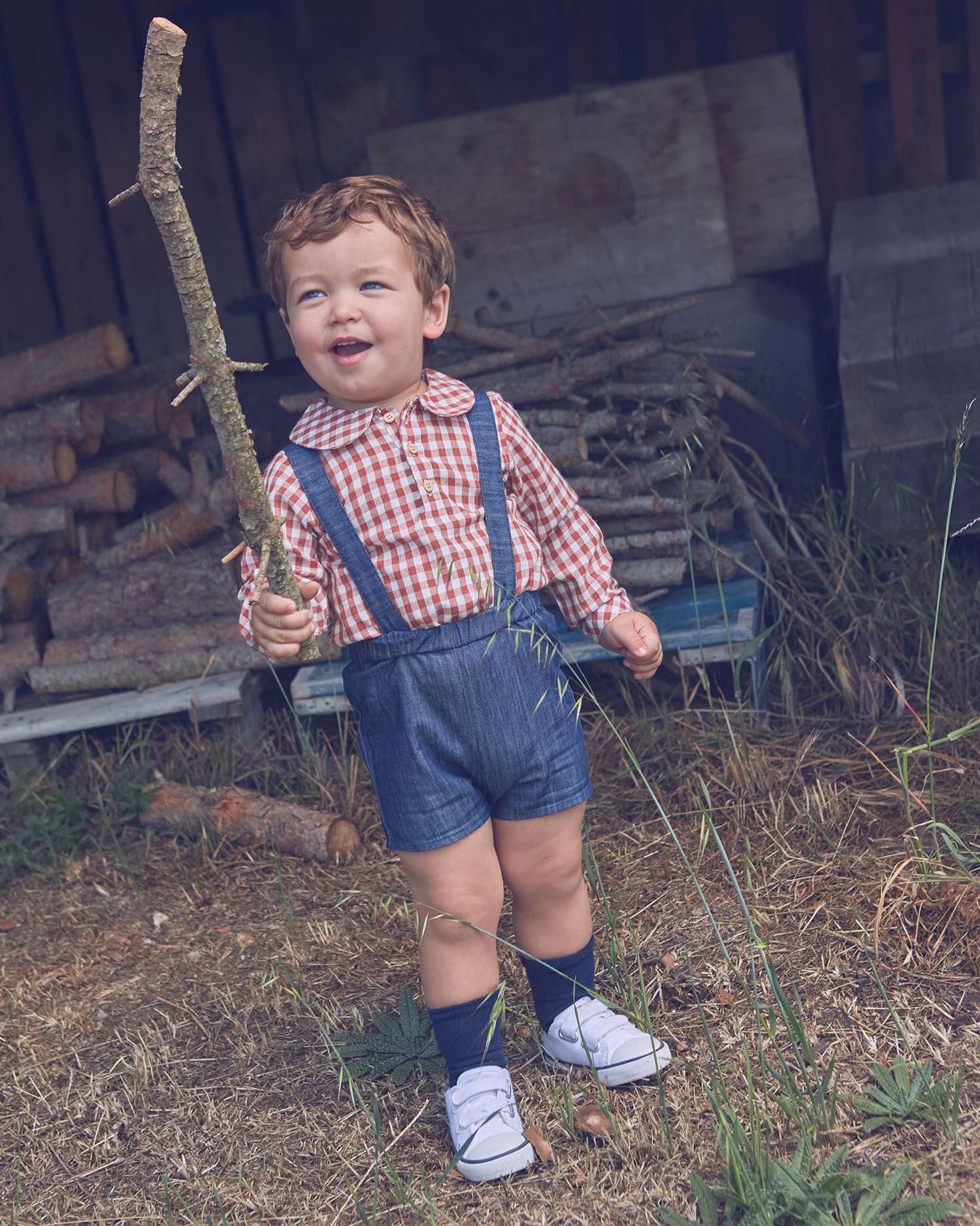 Imagem 0 de Conjunto para Bebé com Camisa e Calções Jeans com Alças