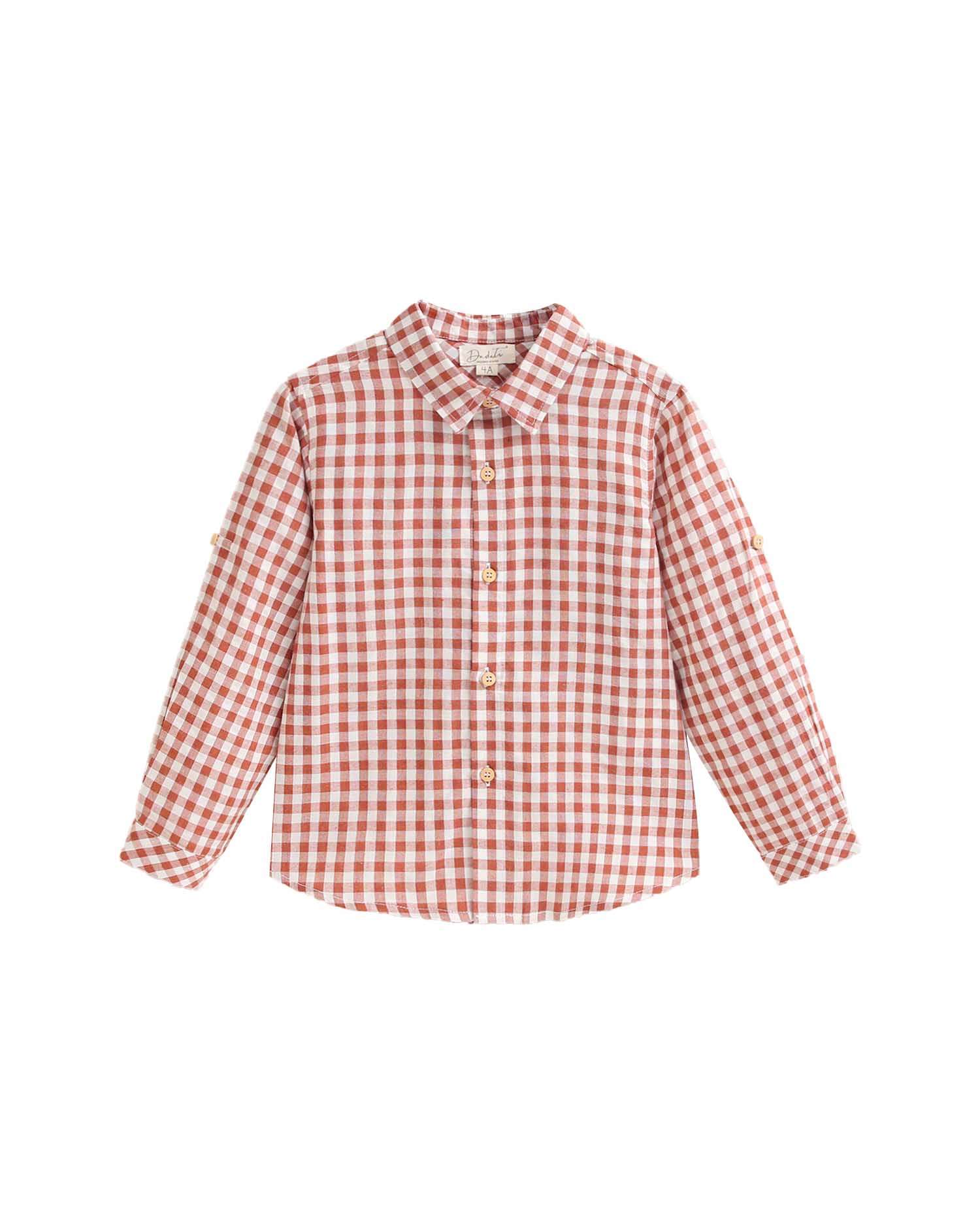 Imagem 0 de Camisa Infantil Aos Quadrados Vichy e Gola Clássica