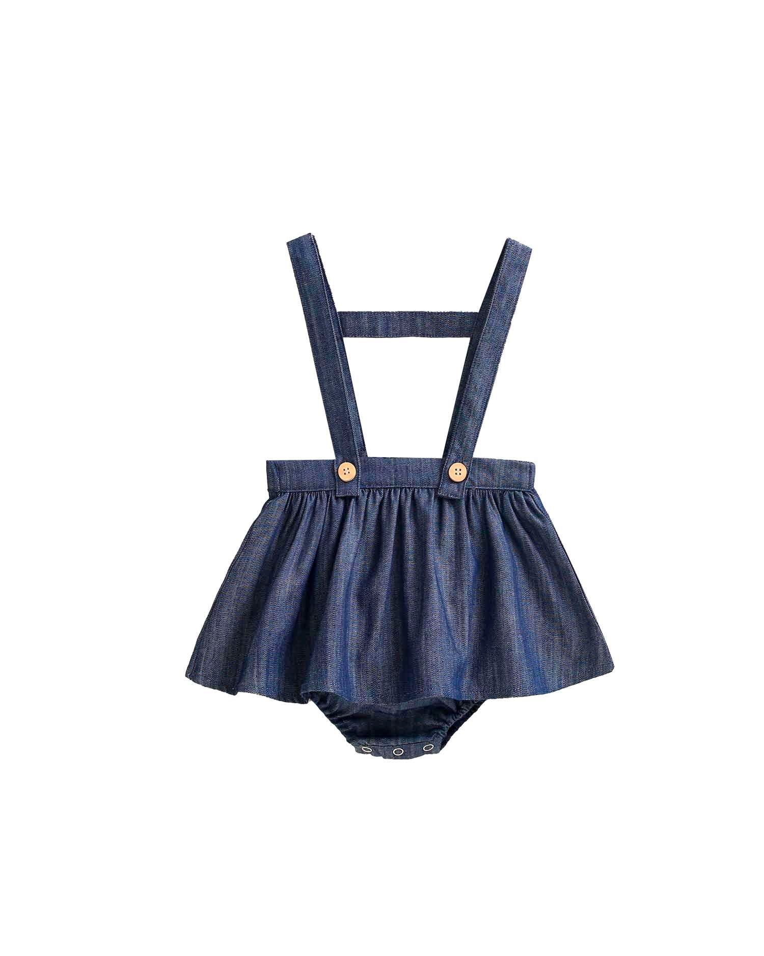 Imagem 0 de Macacão Curto para Bebé Jeans com Alças