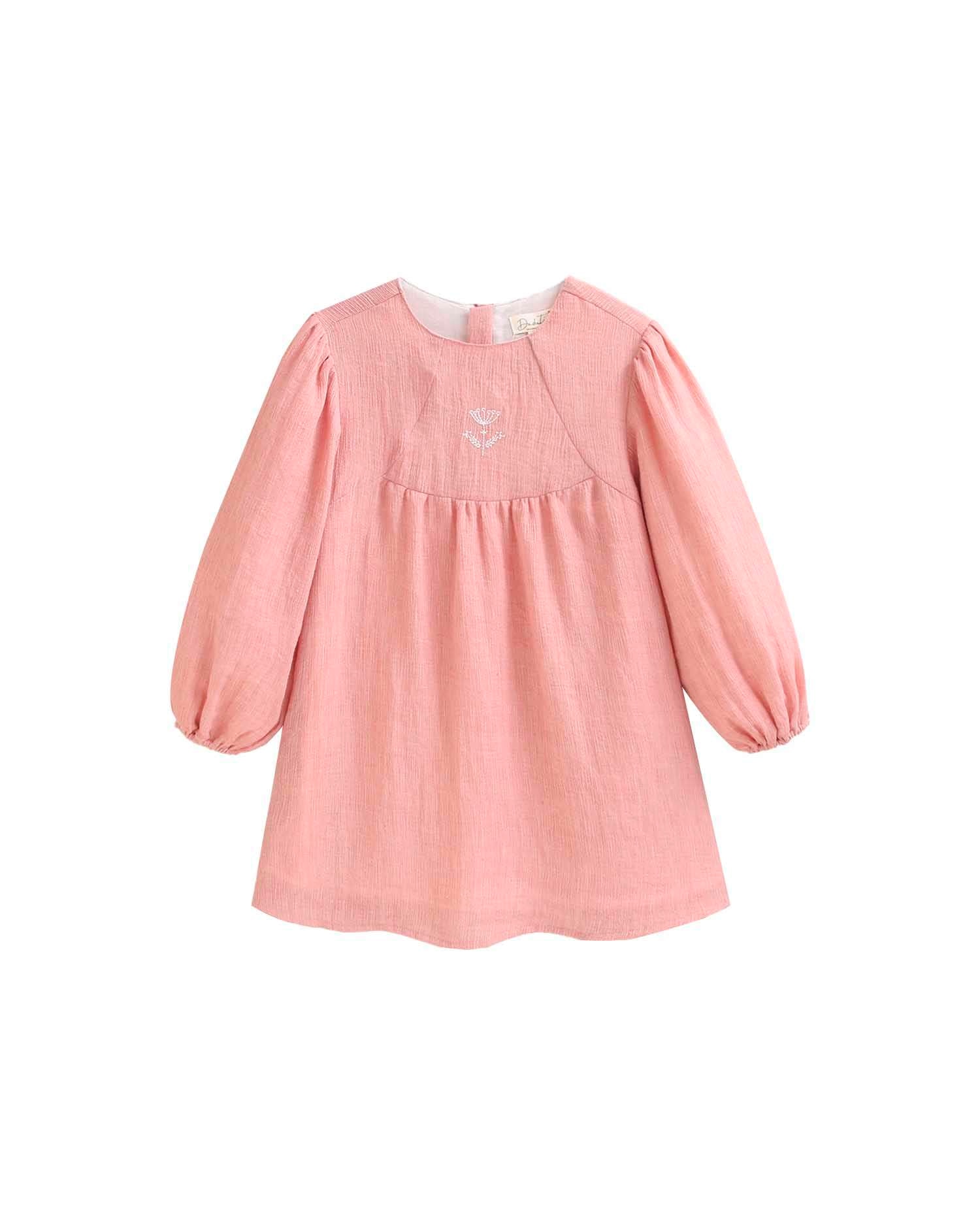 Imagem 0 de Vestido Infantil com Bordado e Mangas Abalonadas