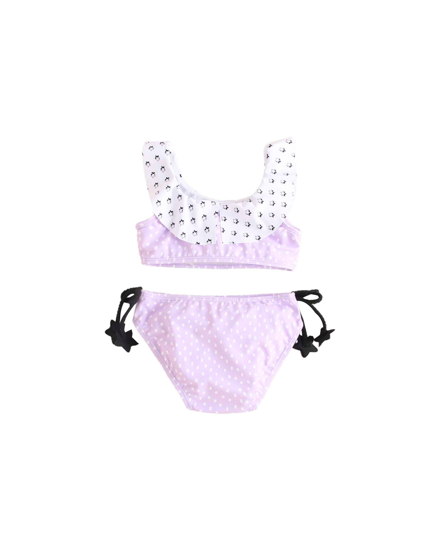 Biquíni Infantil com Bolinhas Brancas Malva-3