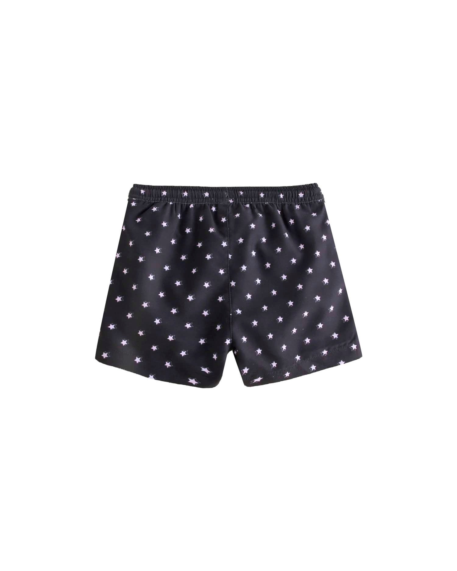 Fato de Banho Infantil com Estampado de Estrelas e Cordão de Ajuste Preto-2