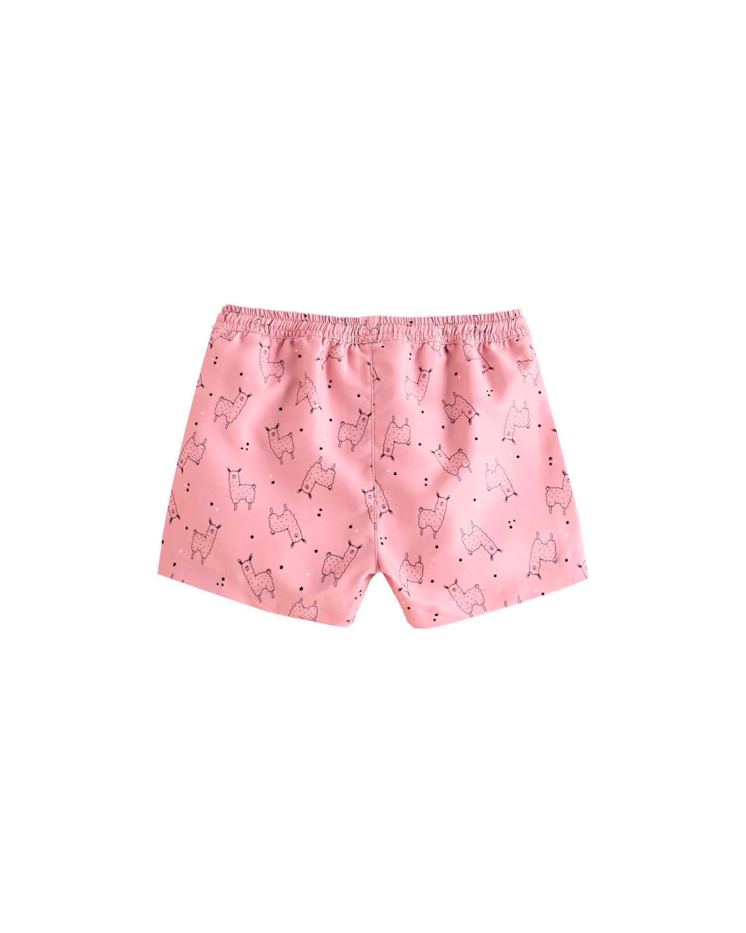 Fato de Banho Infantil Estampado com Cordão de Ajuste Rosa-2