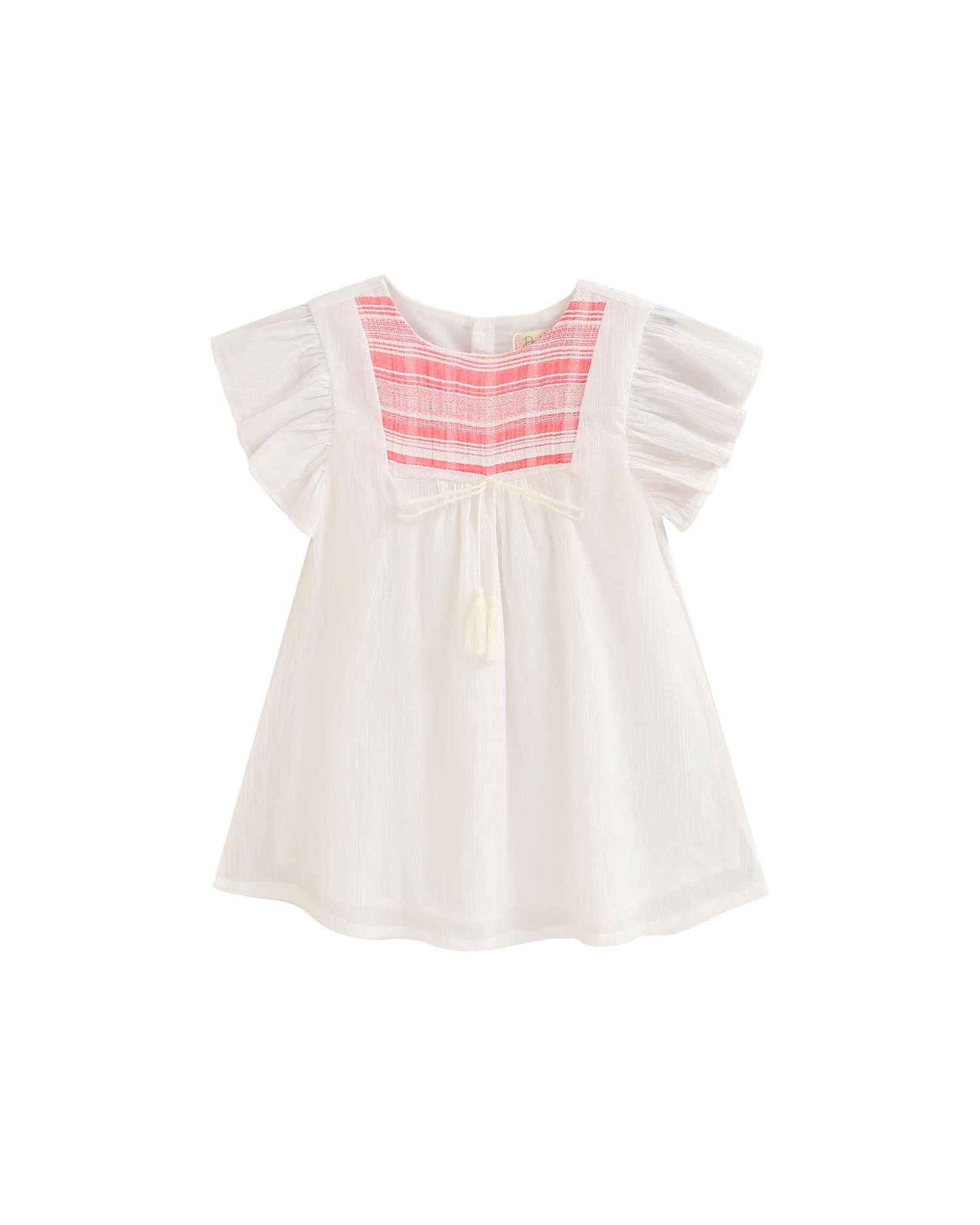 Vestido Infantil com Peitilho em Contraste Dadati Branco-2
