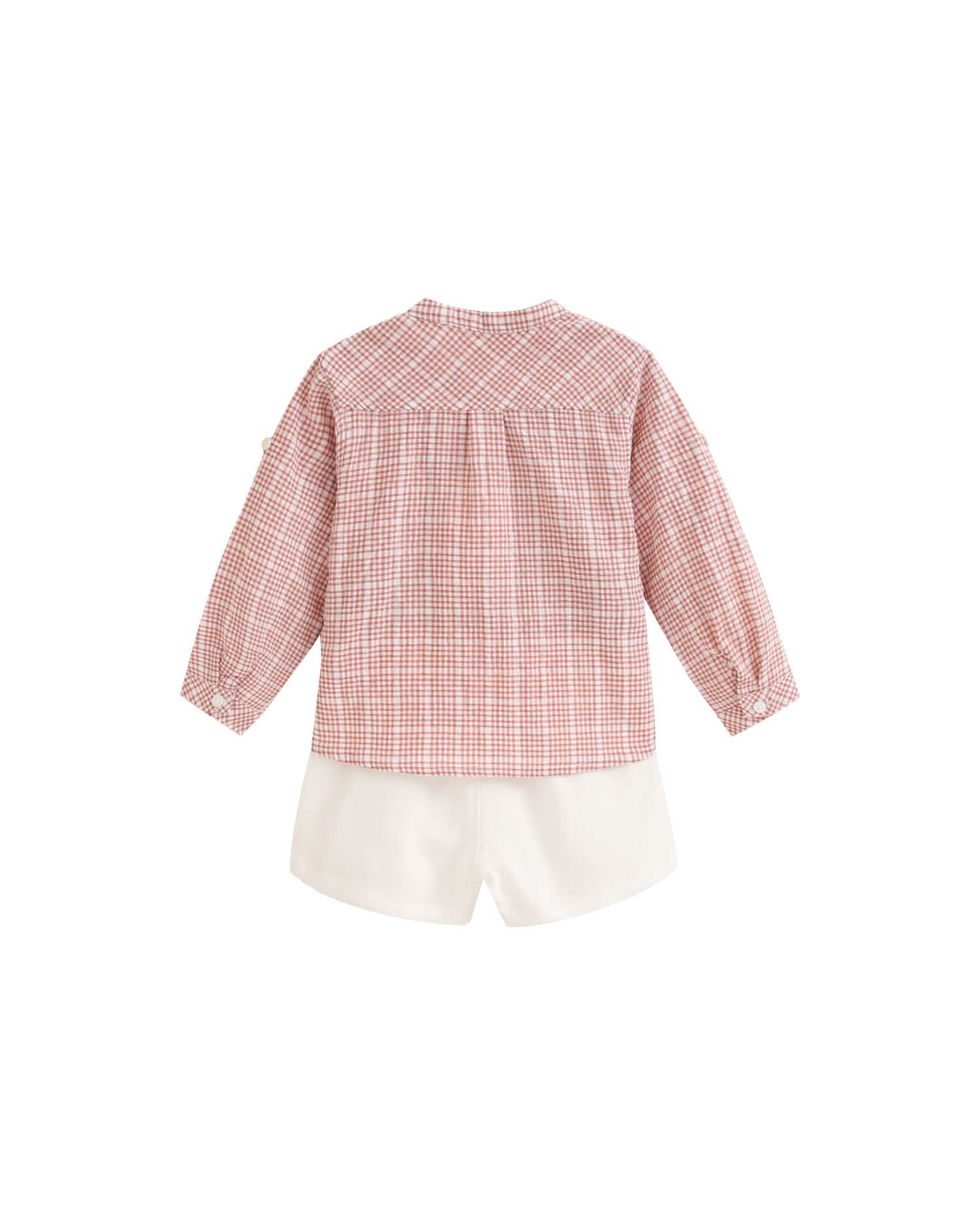 Conjunto para Bebé de Camisa Aos Quadrados e Calções Lisos Dadati Coral-2