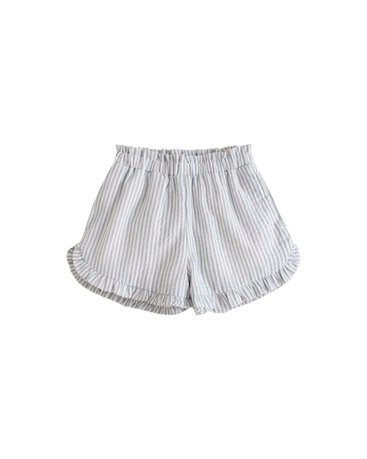 Short Infantil Às Riscas com Cintura Elástica Dadati Cinzento-claro-1