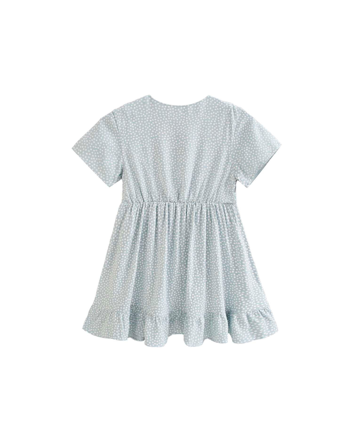 Vestido Infantil Cruzado de Manga Curta Estampado Dadati Turquesa-3