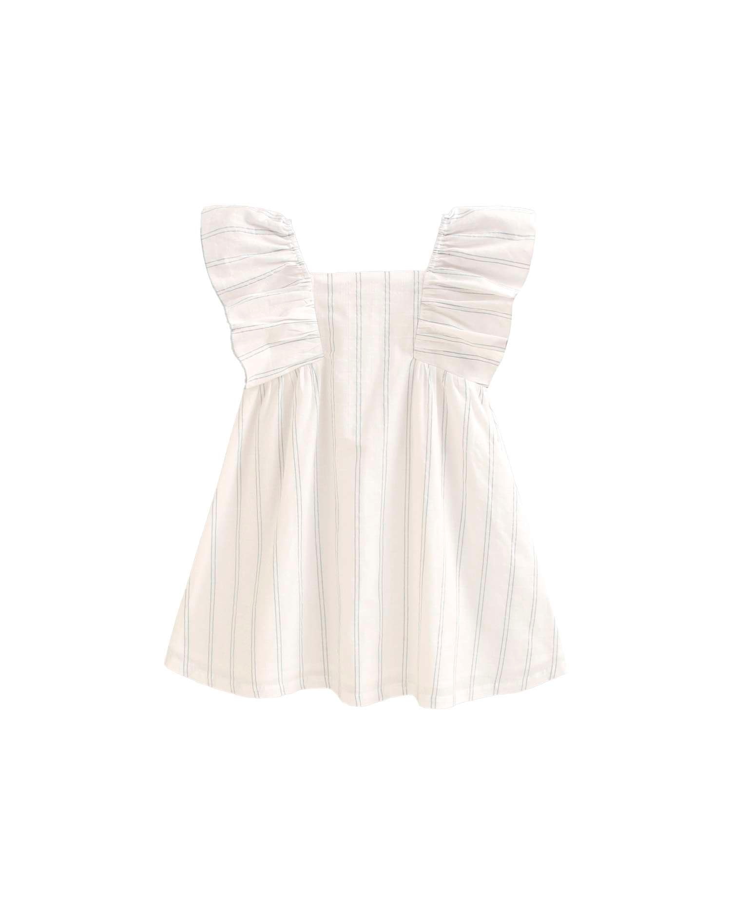 Vestido Infantil Às Riscas com Decote Quadrado Dadati Branco-2