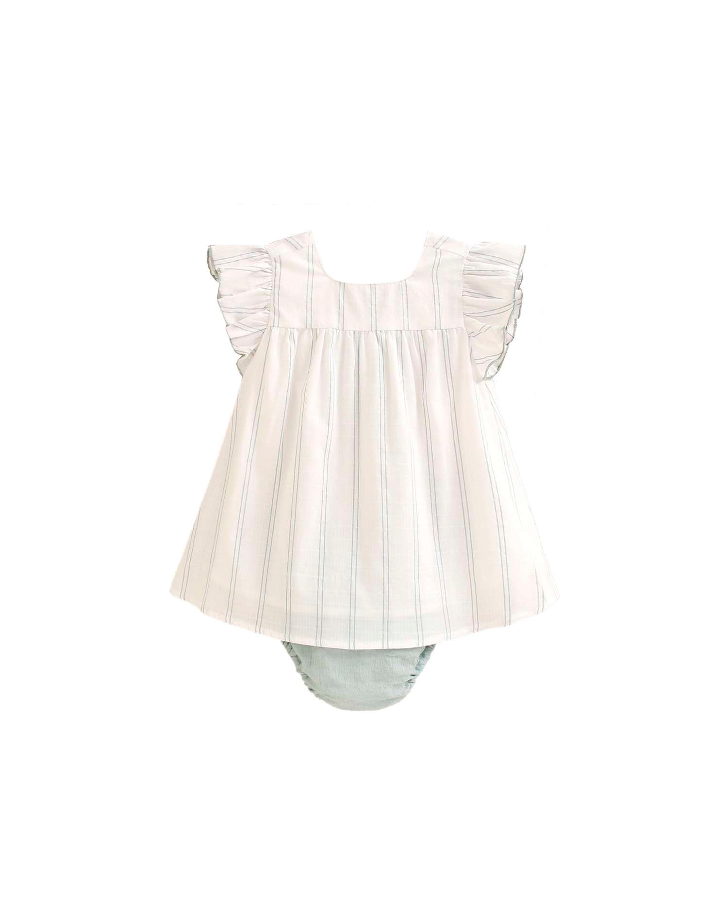 Vestido para Bebé Às Riscas com Gola em Conjunto Dadati Branco-1