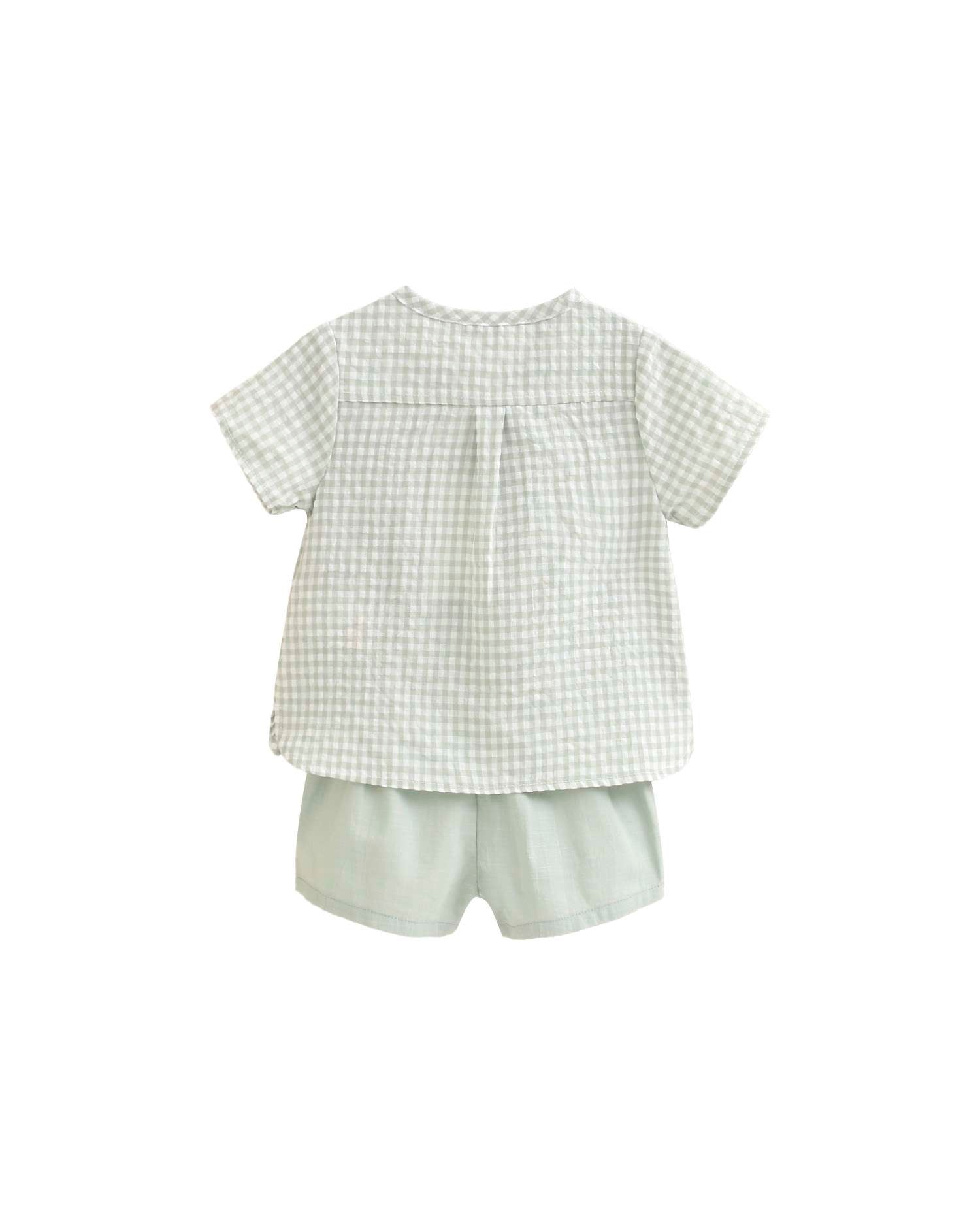 Conjunto para Bebé de Camisa Aos Quadrados Vichy e Calções Dadati Verde-claro-2