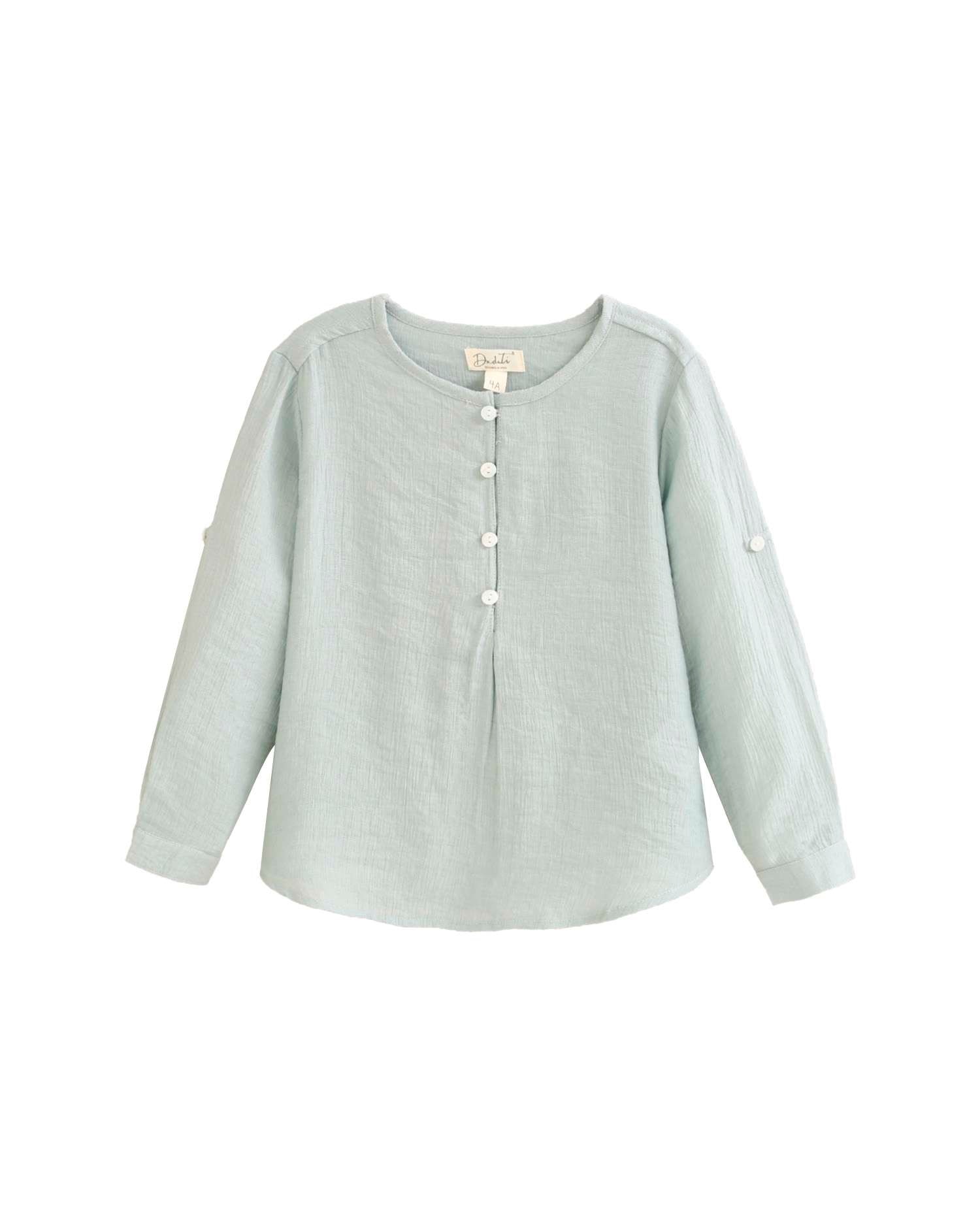 Camisa Lisa de Manga Comprida Água-marinha-2