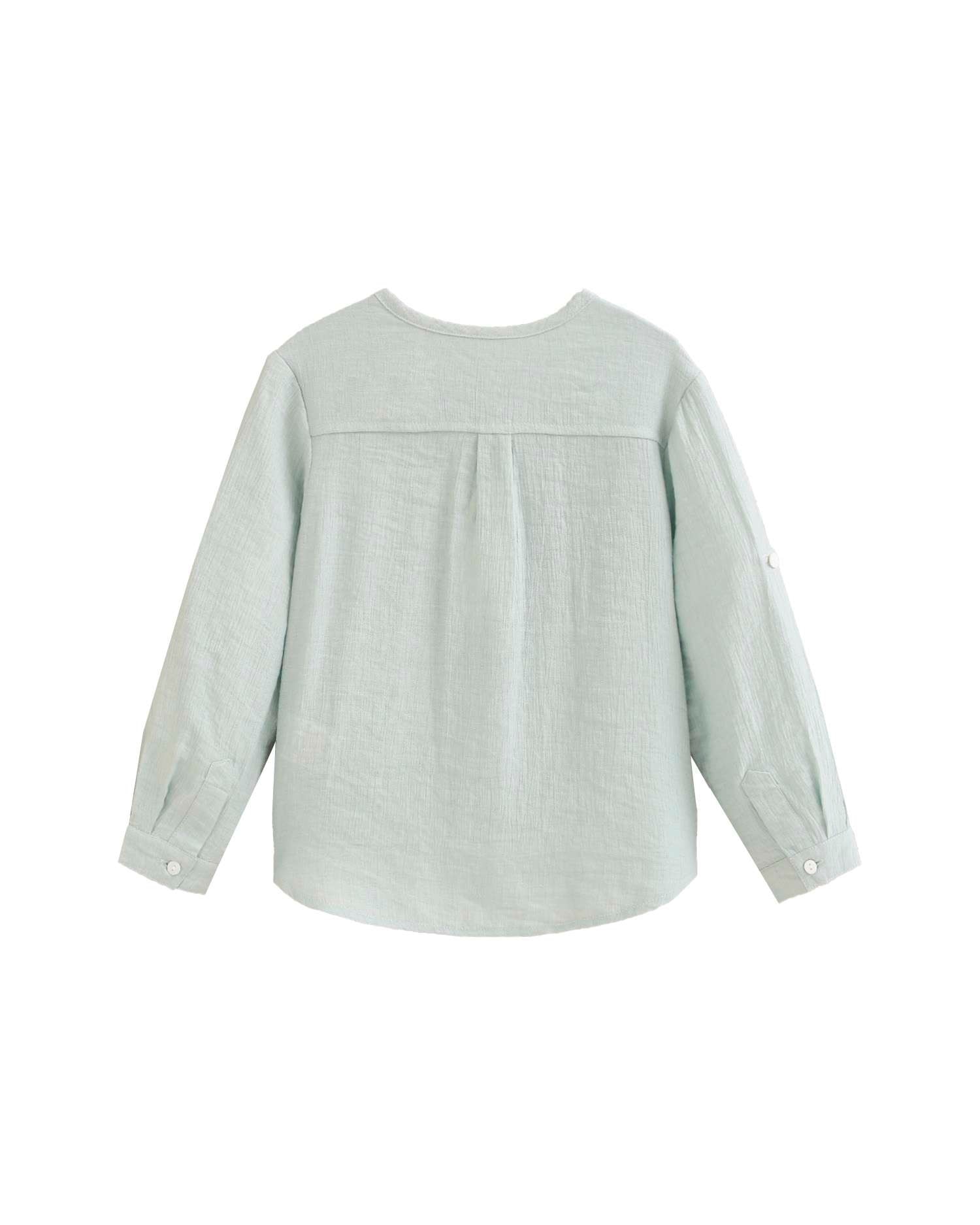 Camisa Lisa de Manga Comprida Água-marinha-3