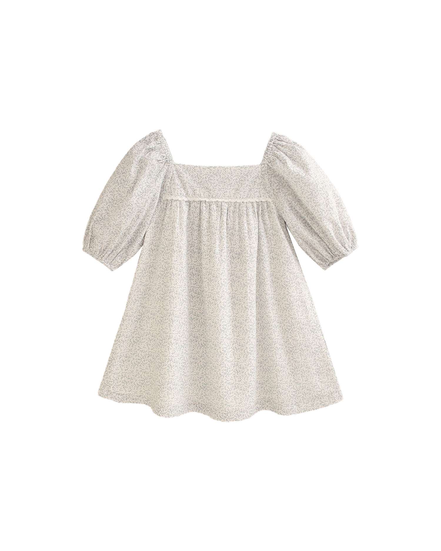 Vestido Infantil Estampado com Mangas Abalonadas Dadati Cinzento / Branco-2