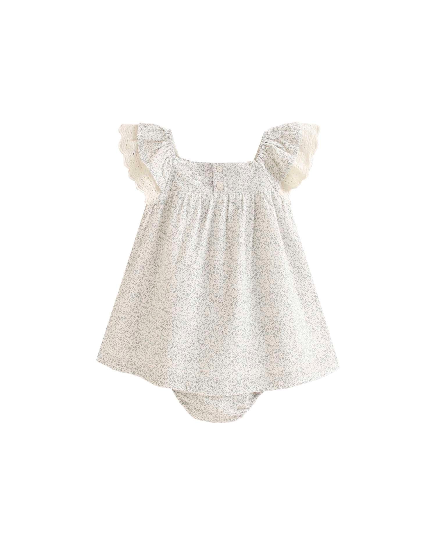 Vestido para Bebé com Gola Folhas Dadati Cinzento / Branco-2