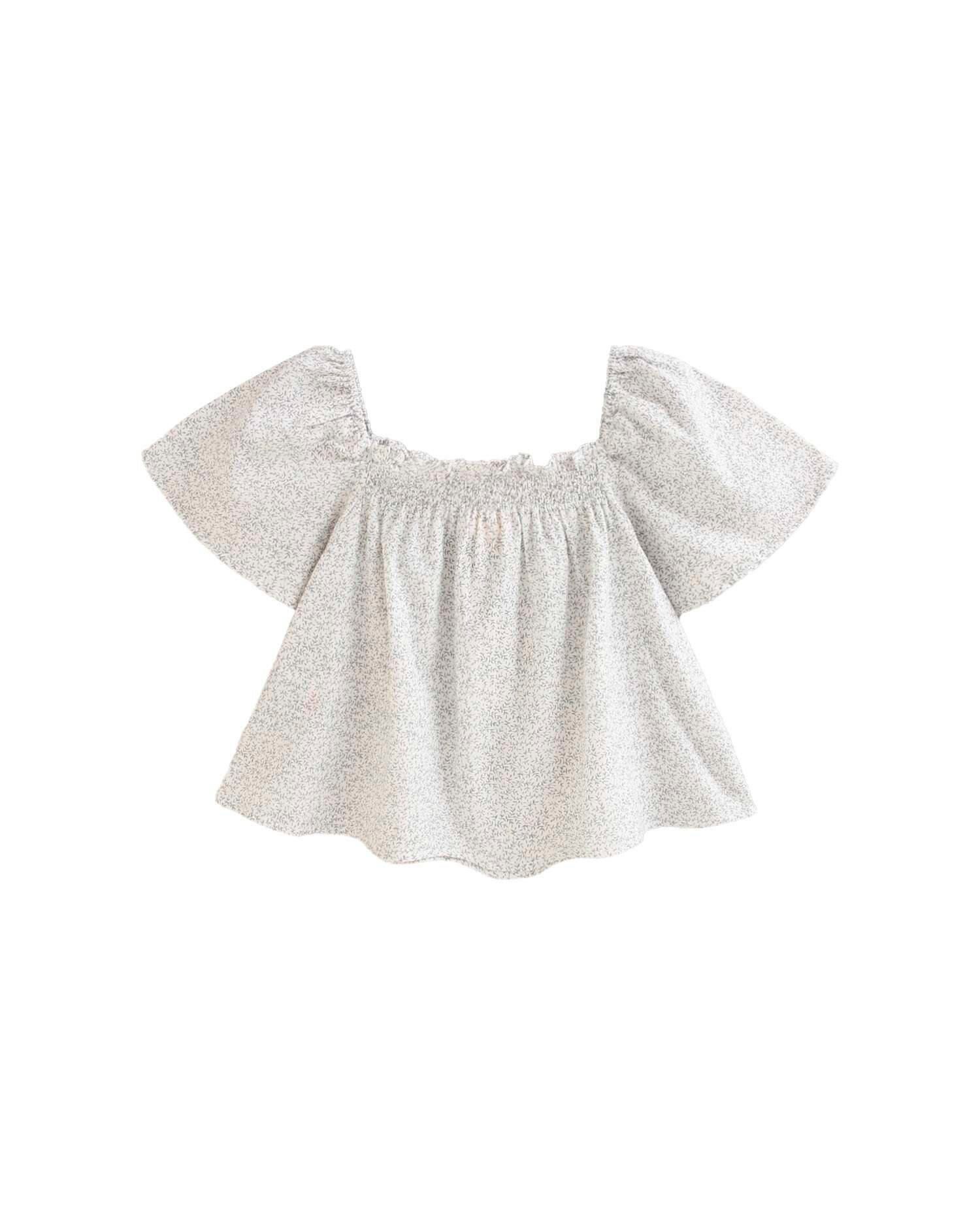 Blusa Infantil de Folho com Estampado de Folhas Cinzento-2