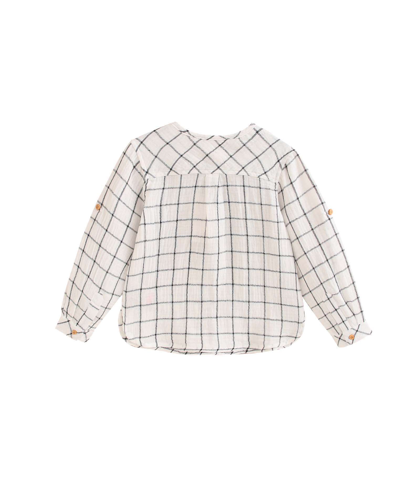 Camisa Infantil de Manga Comprida com Estampado Aos Quadrados Dadati Branco-2