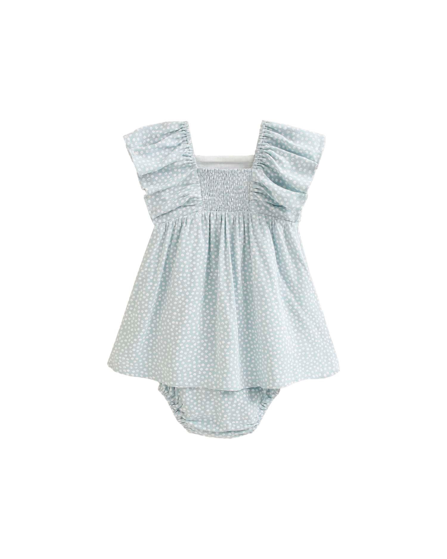 Vestido para Bebé de Bolinhas com Gola em Conjunto Azul-turquesa-2