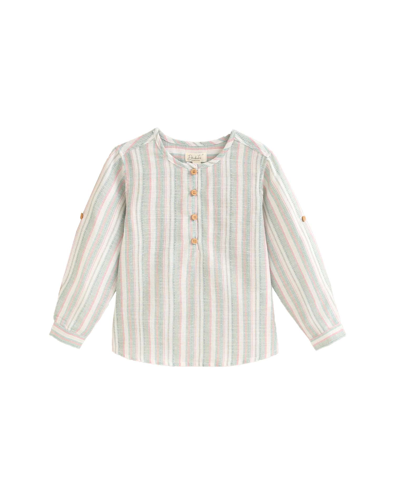Camisa Infantil Às Riscas de Manga Comprida Dadati Branco-2