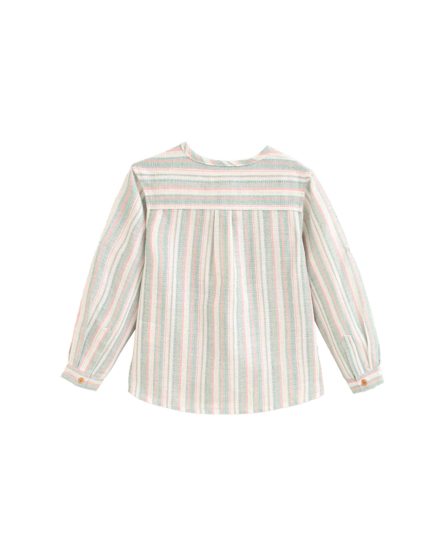 Camisa Infantil Às Riscas de Manga Comprida Dadati Branco-3