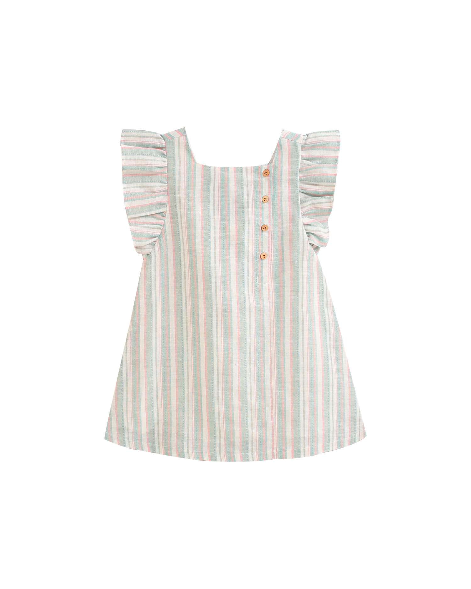 Vestido Infantil com Estampado Às Riscas e Laço nas Costas Dadati Branco-2