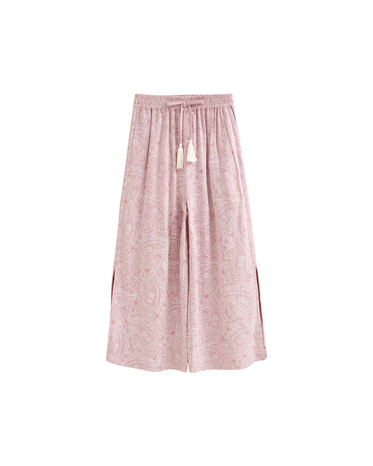 Calças Infantil Fluídas com Estampado Paisley Dadati Rosa-2