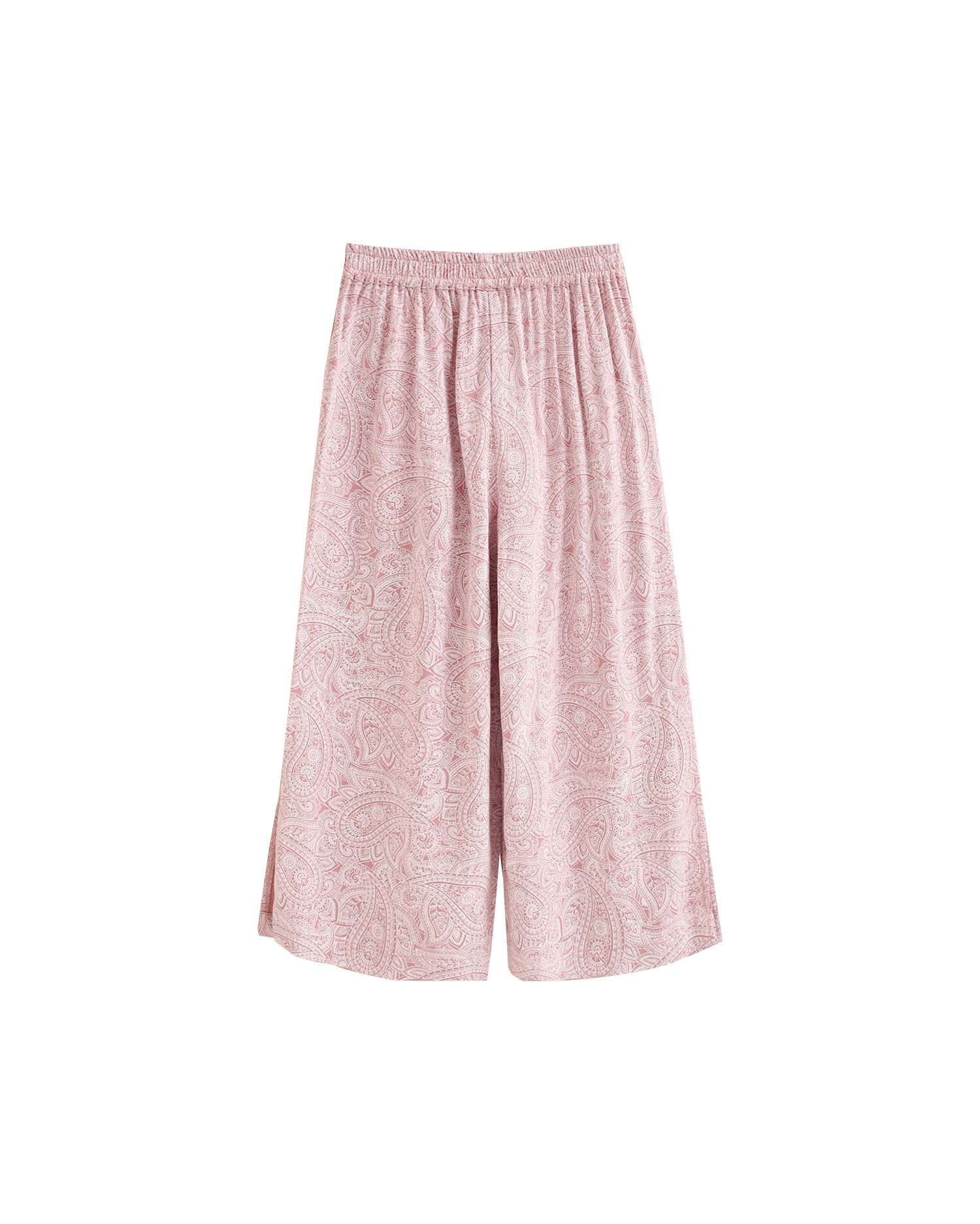 Calças Infantil Fluídas com Estampado Paisley Dadati Rosa-3