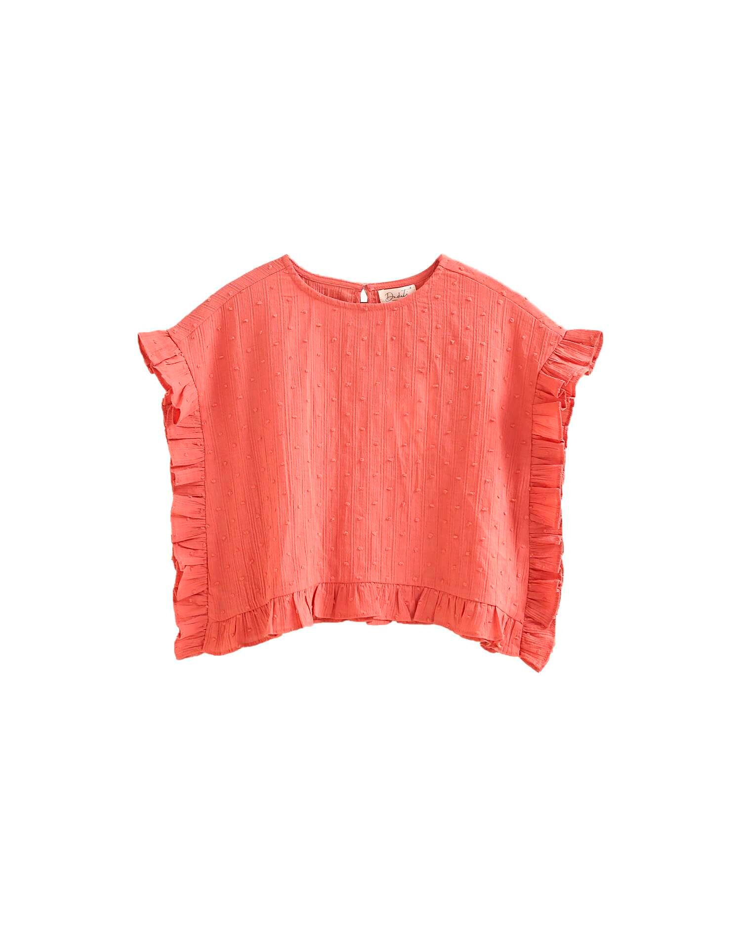 Blusa Infantil em Plumeti Dadati Coral-2