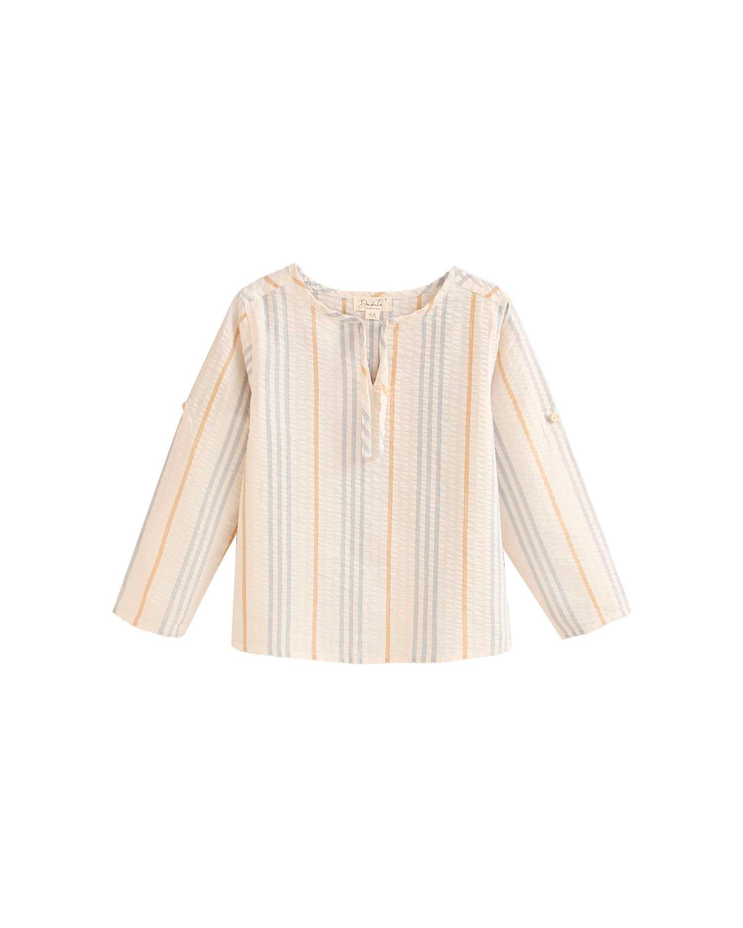 Camisa Infantil de Manga Comprida com Estampado Às Riscas Dadati Branco-2