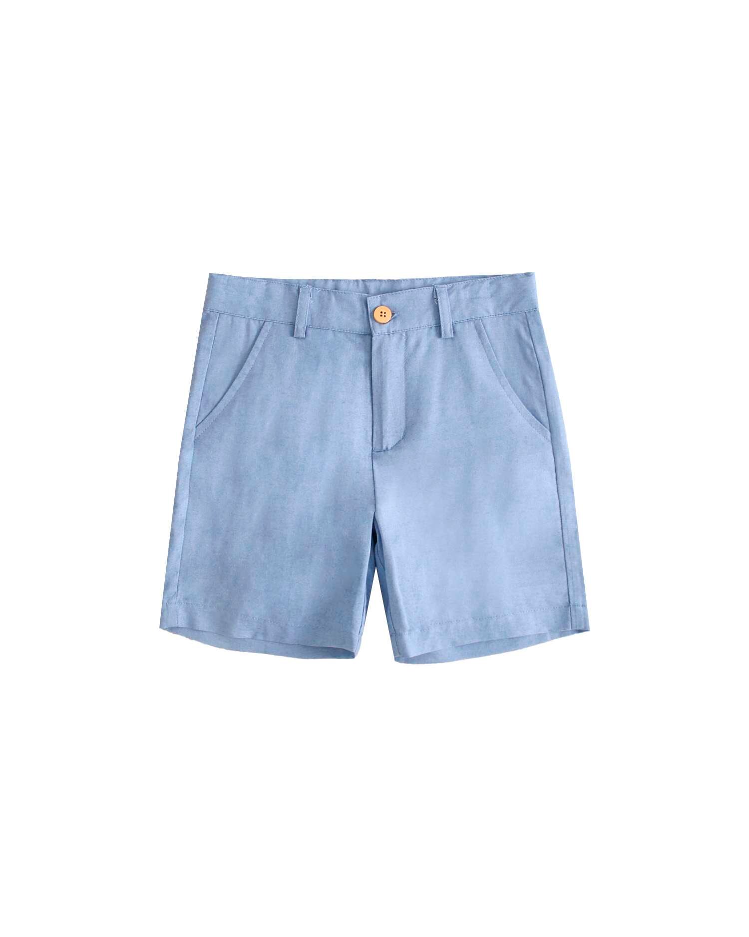 Bermudas Lisa Infantil com Cintura Ajustável Azul-2