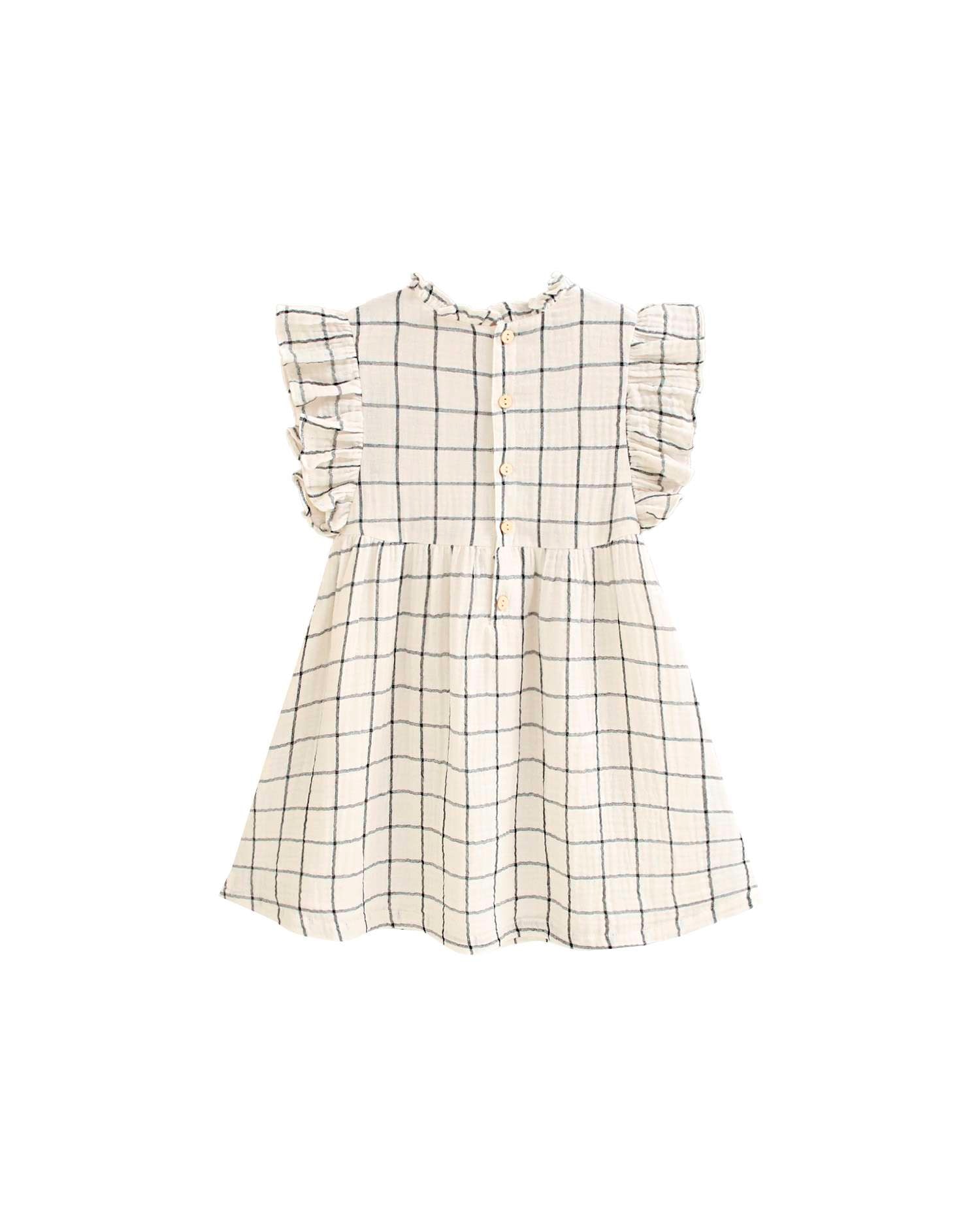 Vestido Infantil Aos Quadrados com Detalhe Bordado Preto-3